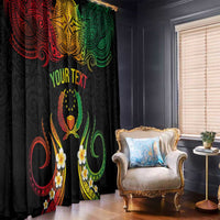 Personalised Pohnpei Independence Day Window Curtain Polynesian Tattoo and Plumeria Reggae Color LT03 - Polynesian Pride