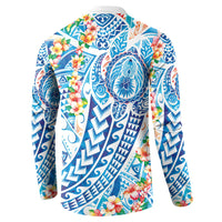 Hawaiian Turtle and Lei Button Sweatshirt Tribal Kakau and Tropical Plants Human Heart