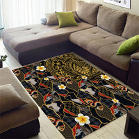 Hawaiian and Japanese Area Rug Polynesian Tattoo with Japanese Culture Kintsugi Style LT03 - Polynesian Pride