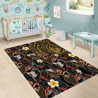 Hawaiian and Japanese Area Rug Polynesian Tattoo with Japanese Culture Kintsugi Style LT03 - Polynesian Pride