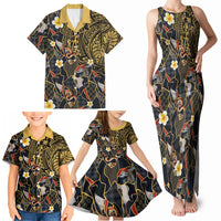 Hawaiian and Japanese Family Matching Tank Maxi Dress and Hawaiian Shirt Polynesian Tattoo with Japanese Culture Kintsugi Style LT03 - Polynesian Pride