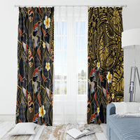 Hawaiian and Japanese Window Curtain Polynesian Tattoo with Japanese Culture Kintsugi Style LT03 - Polynesian Pride