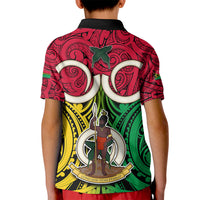 Vanuatu Kid Polo Shirt Pig Tusk Mix Maori Pattern and Namele Leaf LT03 - Polynesian Pride