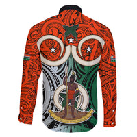 Vanuatu Penama Province Family Matching Off Shoulder Short Dress and Hawaiian Shirt Pig Tusk Mix Maori Pattern and Namele Leaf LT03 - Polynesian Pride