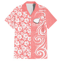 Hawaii Kauai Island Family Matching Puletasi Dress and Hawaiian Shirt Hibiscus Pattern Seamless Tribal Simple Pink Pastel LT03 Dad's Shirt - Short Sleeve Pink - Polynesian Pride
