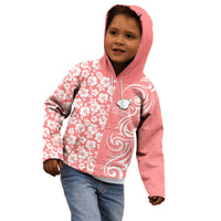 Hawaii Kauai Island Kid Hoodie Hibiscus Pattern Seamless Tribal Simple Pink Pastel LT03 - Polynesian Pride