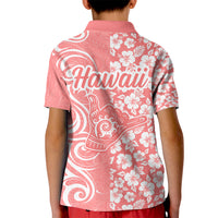 Hawaii Kauai Island Kid Polo Shirt Hibiscus Pattern Seamless Tribal Simple Pink Pastel LT03 - Polynesian Pride