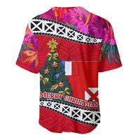 Wallis and Futuna Christmas Baseball Jersey Santa Claus Holding Coat of Arms Polynesian Xmas Style LT03 - Polynesian Pride