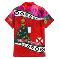 Wallis and Futuna Christmas Family Matching Puletasi Dress and Hawaiian Shirt Santa Claus Holding Coat of Arms Polynesian Xmas Style LT03 - Polynesian Pride
