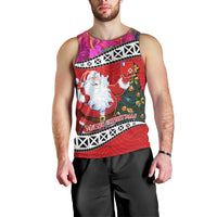 Wallis and Futuna Christmas Men Tank Top Santa Claus Holding Coat of Arms Polynesian Xmas Style LT03 - Polynesian Pride
