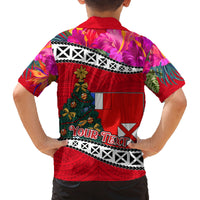 Custom Wallis and Futuna Christmas Family Matching Off Shoulder Maxi Dress and Hawaiian Shirt Santa Claus Holding Coat of Arms Polynesian Xmas Style LT03 - Polynesian Pride