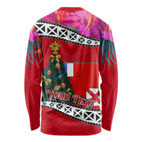 Custom Wallis and Futuna Christmas Long Sleeve Shirt Santa Claus Holding Coat of Arms Polynesian Xmas Style LT03 - Polynesian Pride