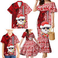 Mele Kalikimaka Hawaii Christmas Family Matching Mermaid Dress and Hawaiian Shirt Santa Claus Kakau Tribal Mix Polynesia Tattoo LT03 - Polynesian Pride