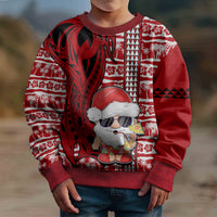 Mele Kalikimaka Hawaii Christmas Kid Ugly Christmas Sweater Santa Claus Kakau Tribal Mix Polynesia Tattoo LT03 - Polynesian Pride
