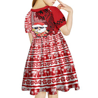 Mele Kalikimaka Hawaii Christmas Kid Short Sleeve Dress Santa Claus Kakau Tribal Mix Polynesia Tattoo LT03 - Polynesian Pride