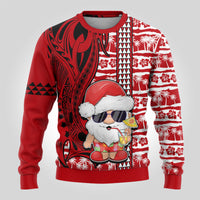 Mele Kalikimaka Hawaii Christmas Ugly Christmas Sweater Santa Claus Kakau Tribal Mix Polynesia Tattoo LT03 - Polynesian Pride