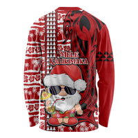 Mele Kalikimaka Hawaii Christmas Long Sleeve Shirt Santa Claus Kakau Tribal Mix Polynesia Tattoo LT03 - Polynesian Pride