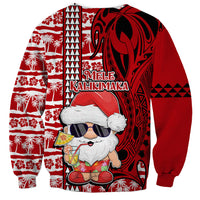 Mele Kalikimaka Hawaii Christmas Sweatshirt Santa Claus Kakau Tribal Mix Polynesia Tattoo LT03 - Polynesian Pride