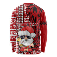 Custom Mele Kalikimaka Hawaii Christmas Long Sleeve Shirt Santa Claus Kakau Tribal Mix Polynesia Tattoo LT03 - Polynesian Pride