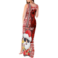 Custom Mele Kalikimaka Hawaii Christmas Tank Maxi Dress Santa Claus Kakau Tribal Mix Polynesia Tattoo LT03 - Polynesian Pride