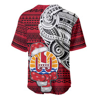 French Polynesia Christmas Baseball Jersey Santa Hold Seal with Polynesian Tribal Tattoo LT03 - Polynesian Pride