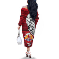 French Polynesia Christmas Family Matching Off Shoulder Long Sleeve Dress and Hawaiian Shirt Santa Hold Seal with Polynesian Tribal Tattoo LT03 - Polynesian Pride