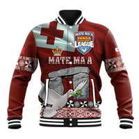 Mate Ma'a Tonga Baseball Jacket Haamonga a Maui and White Dove - Tongan Kupesi Ngatu LT03 Unisex Red - Polynesian Pride
