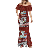 Mate Ma'a Tonga Mermaid Dress Haʻamonga ʻa Maui and White Dove - Tongan Kupesi Ngatu