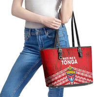 Mate Ma'a Tonga Leather Tote Bag Double White Dove and Kupesi Ngatu Art Tattoo LT03 - Polynesian Pride
