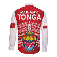 Mate Ma'a Tonga Long Sleeve Button Shirt Douple White Dove and Kupesi Ngatu Art Tattoo