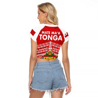 Mate Ma'a Tonga Raglan Cropped T-Shirt - Double White Dove and Kupesi Ngatu Art Tattoo LT03 - Polynesian Pride