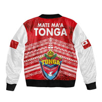 Mate Ma'a Tonga Sleeve Zip Bomber Jacket Douple White Dove and Kupesi Ngatu Art Tattoo