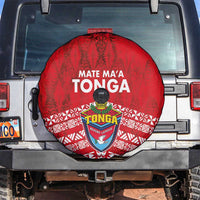 Mate Ma'a Tonga Spare Tire Cover Double White Dove and Kupesi Ngatu Art Tattoo LT03 Red - Polynesian Pride