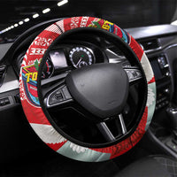 Mate Ma'a Tonga Steering Wheel Cover Double White Dove and Kupesi Ngatu Art Tattoo LT03 Universal Fit Red - Polynesian Pride