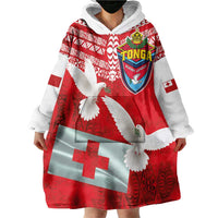 Mate Ma'a Tonga Wearable Blanket Hoodie Douple White Dove and Kupesi Ngatu Art Tattoo
