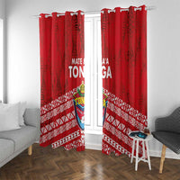 Mate Ma'a Tonga Window Curtain Double White Dove and Kupesi Ngatu Art Tattoo LT03 With Grommets Red - Polynesian Pride