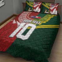Custom Mate Ma'a Tonga and Australia Kangaroo Quilt Bed Set Nation Seal with Mascot Aboriginal and Tongan Kupesi Ngatu Art