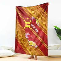 Rotuma Island Blanket Fijian Tapa with Polynesian Art and Hibiscus