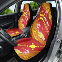 Rotuma Island Car Seat Cover Fijian Tapa with Polynesian Art and Hibiscus