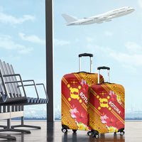 Rotuma Island Luggage Cover Fijian Tapa with Polynesian Art and Hibiscus