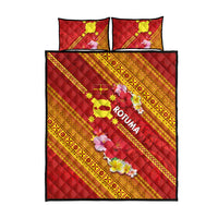 Rotuma Island Quilt Bed Set Fijian Tapa with Polynesian Art and Hibiscus