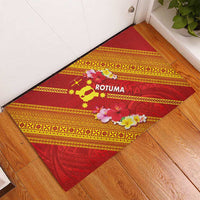Rotuma Island Rubber Doormat Fijian Tapa with Polynesian Art and Hibiscus