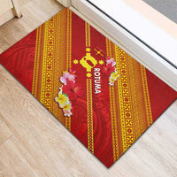 Rotuma Island Rubber Doormat Fijian Tapa with Polynesian Art and Hibiscus