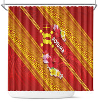 Rotuma Island Shower Curtain Fijian Tapa with Polynesian Art and Hibiscus