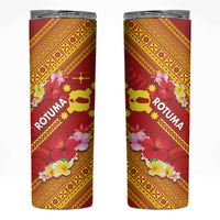 Rotuma Island Skinny Tumbler Fijian Tapa with Polynesian Art and Hibiscus
