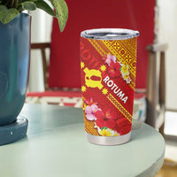 Rotuma Island Tumbler Cup Fijian Tapa with Polynesian Art and Hibiscus