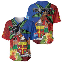 Personalised Fiji and Rotuma Together Baseball Jersey Fjian Masi and Pacific Pattern Mix Culture