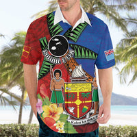 Personalised Fiji and Rotuma Together Hawaiian Shirt Fjian Masi and Pacific Pattern Mix Culture