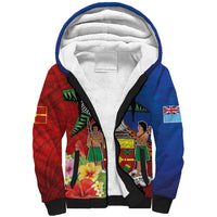 Personalised Fiji and Rotuma Together Sherpa Hoodie Fjian Masi and Pacific Pattern Mix Culture