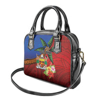 Personalised Fiji and Rotuma Together Shoulder Handbag Fjian Masi and Pacific Pattern Mix Culture